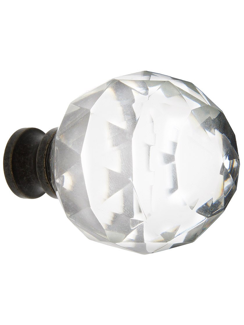 Large Globe Style Cut Crystal Knob With Solid Brass Base House of